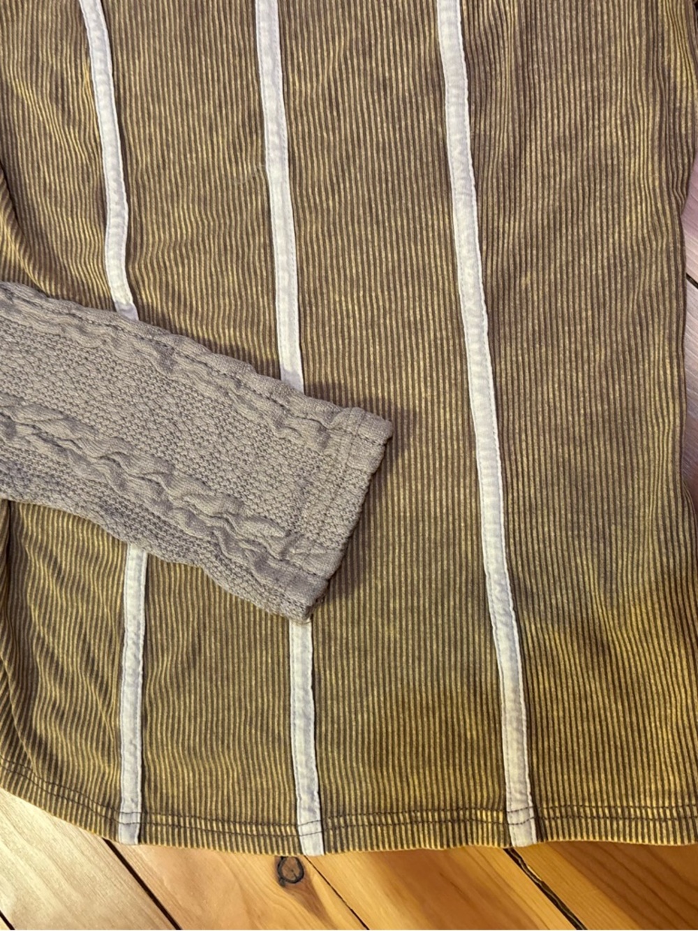 BKE Rib Knit Top, Natural color, cable knit, cowgirl vibes, Y2K, boho, grunge - Picture 3 of 10